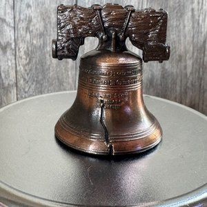Vintage Brass Liberty Bell Pass and Stow Keepsake Collectible 2.5 inches Tall